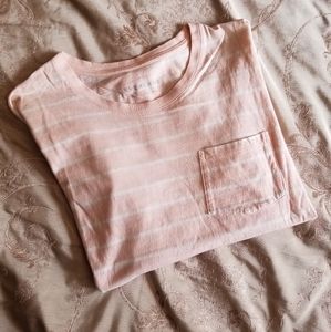 Everlane Long Sleeve Box Tee Pink Stripe XS